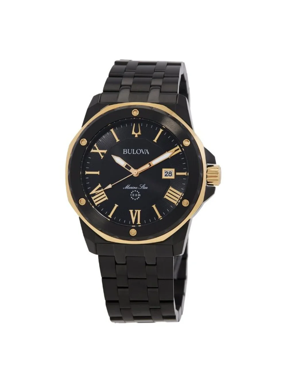 NWT Bulova Marine Star Quartz Black Dial Men's Watch